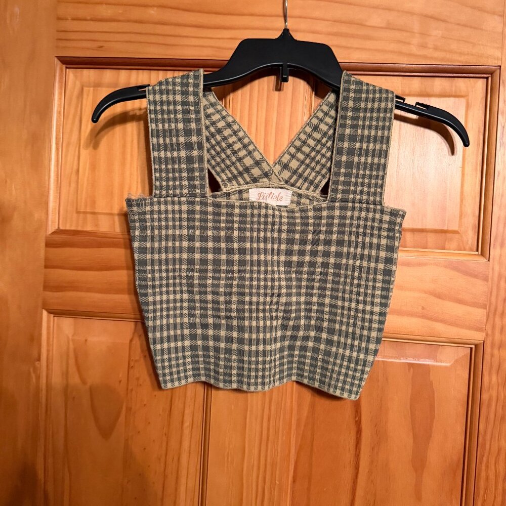 Listicle - Fun Plaid bandage, cropped tank top